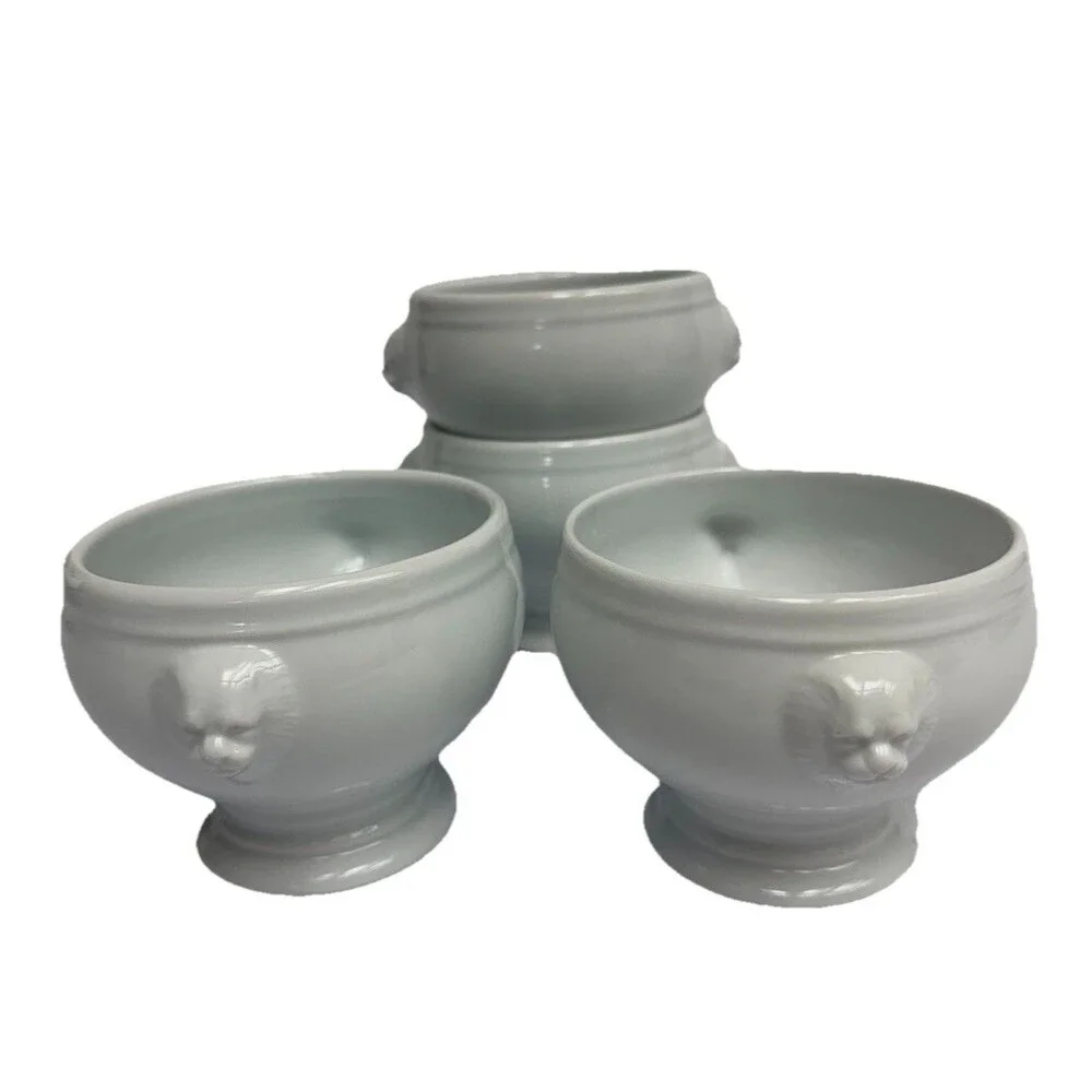 Revol French La Porcelaine Mini Lion Head Bowls White French Country Set of 4